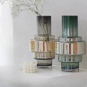 Gradient Geometric Glass Vase for Home Decor