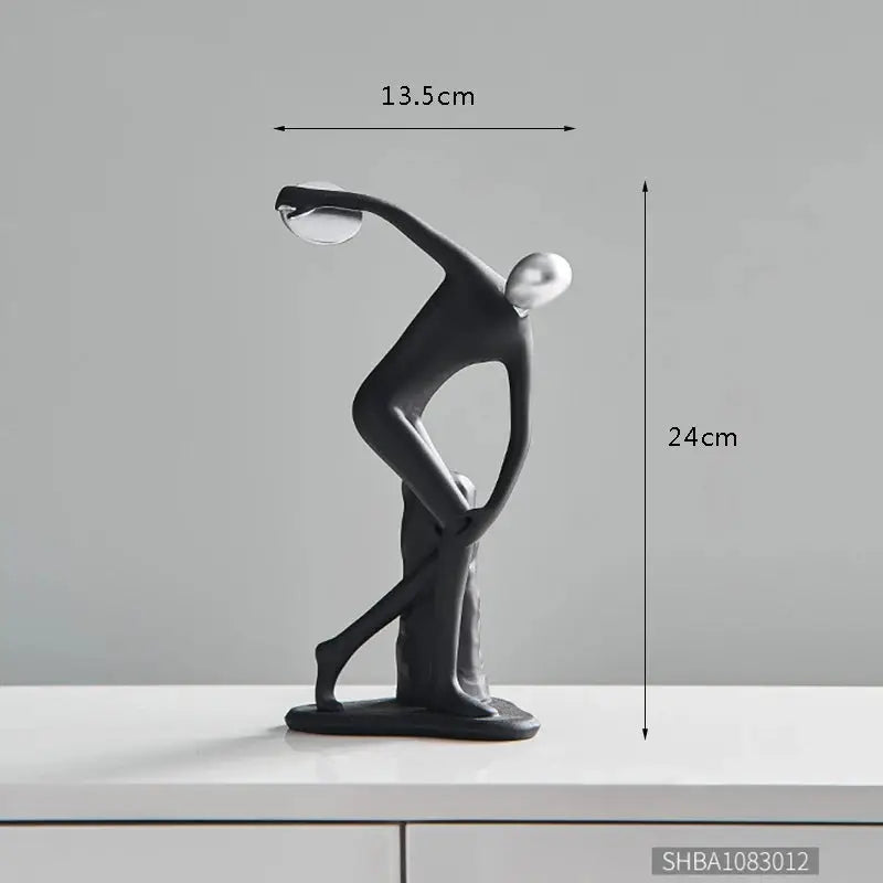 Abstract resin human figurine for modern home and office decor.
