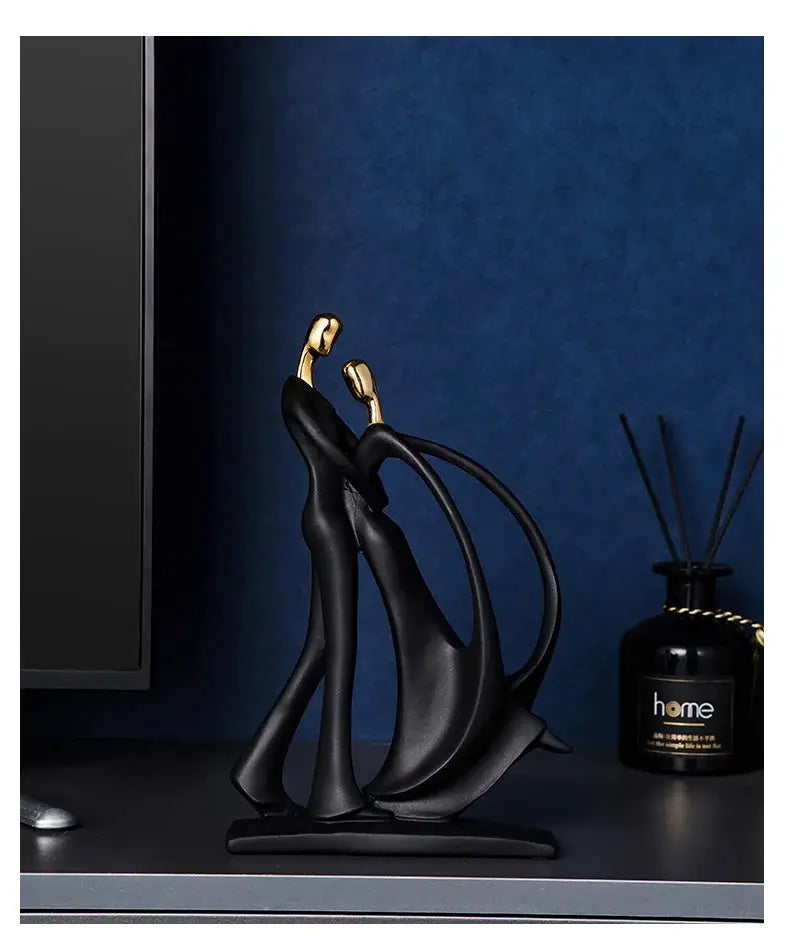 Abstract resin human figurine for modern home and office decor.