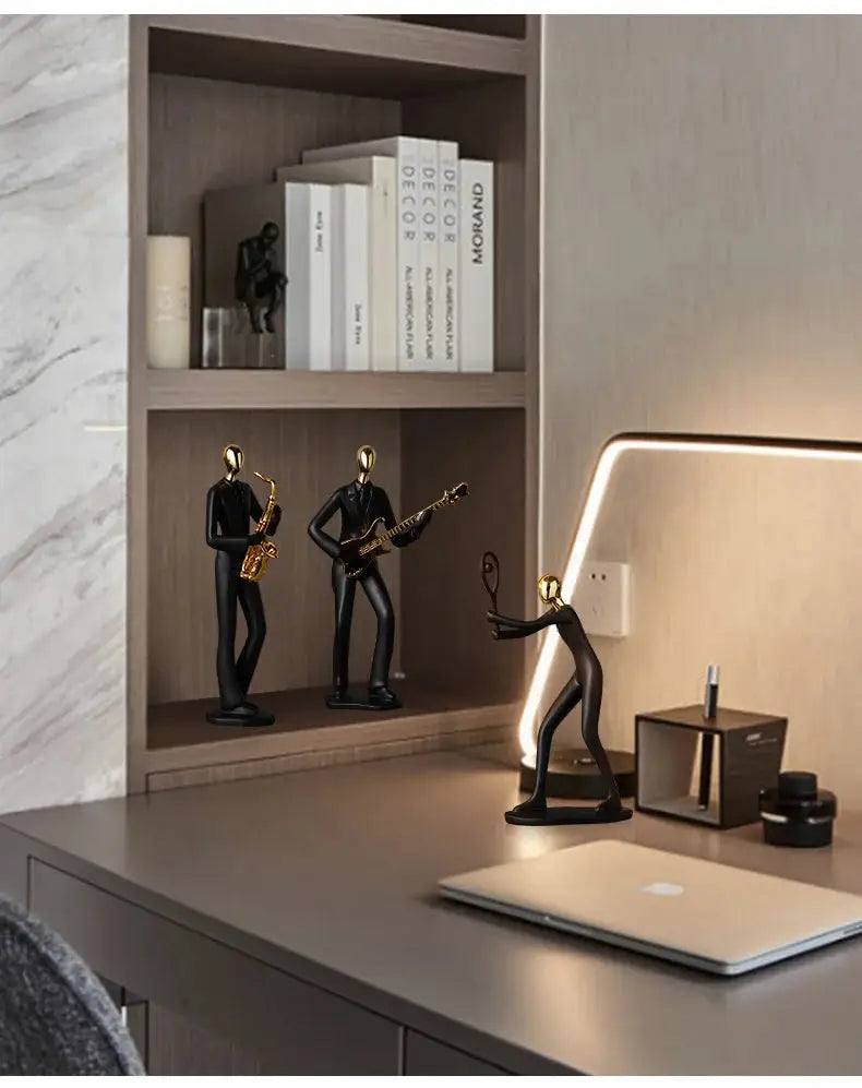 Abstract resin human figurine for modern home and office decor.