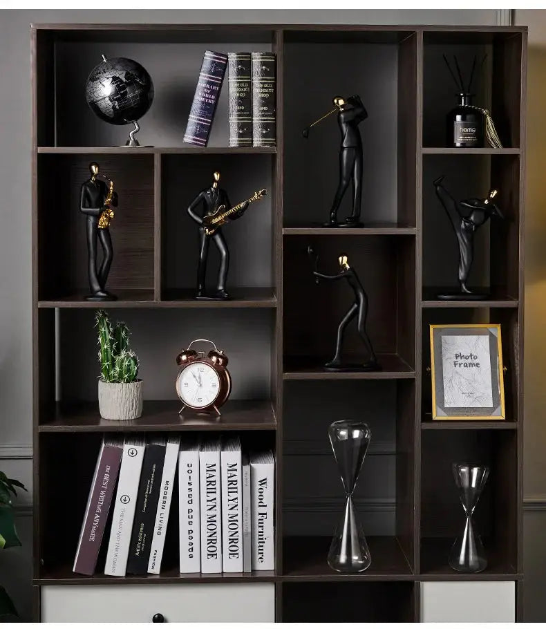 Abstract resin human figurine for modern home and office decor.