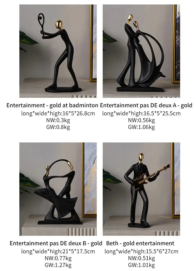 Abstract resin human figurine for modern home and office decor.