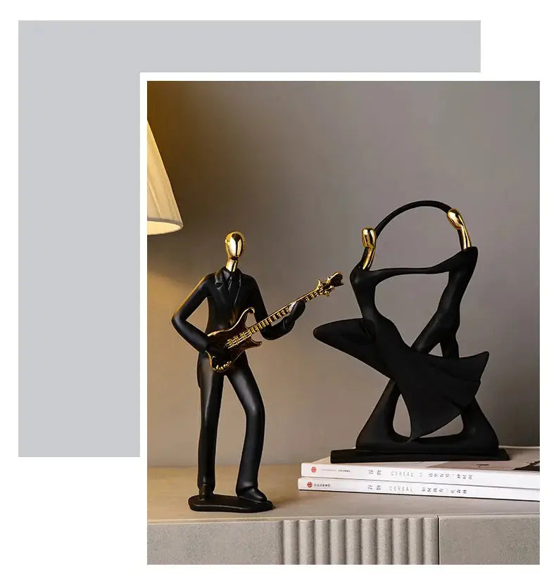 Abstract resin human figurine for modern home and office decor.