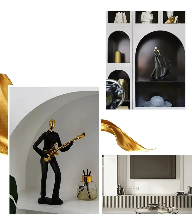 Abstract resin human figurine for modern home and office decor.