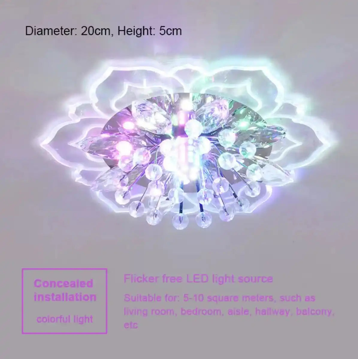 Creative crystal flower LED ceiling light for modern home lighting decor.