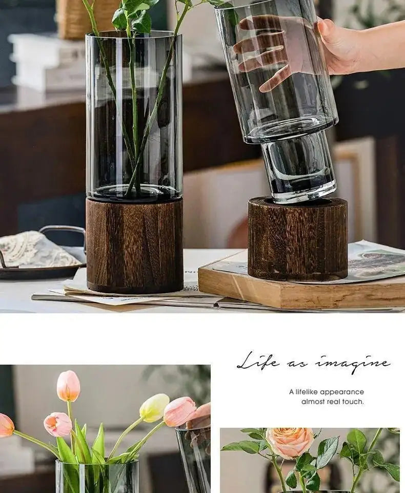 Light luxury retro glass vase for home decor and flower arrangements