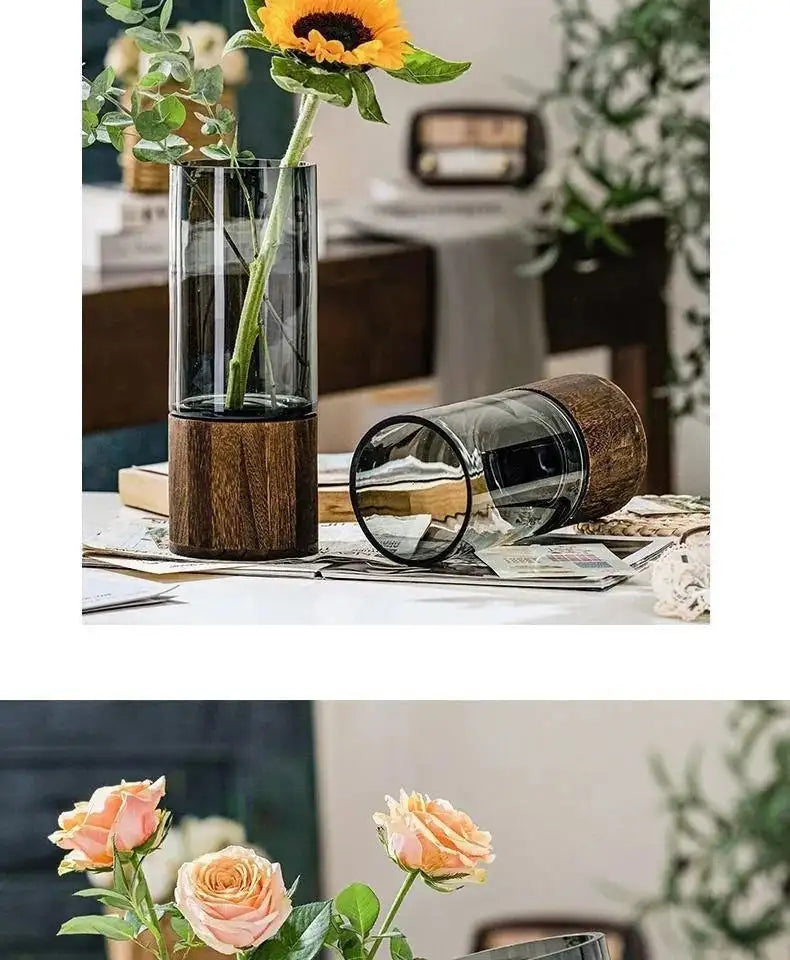 Light luxury retro glass vase for home decor and flower arrangements