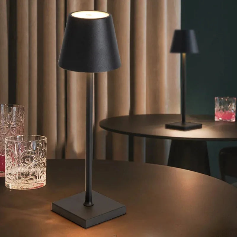 Rechargeable touch control LED desk lamp for study and workspace lighting.