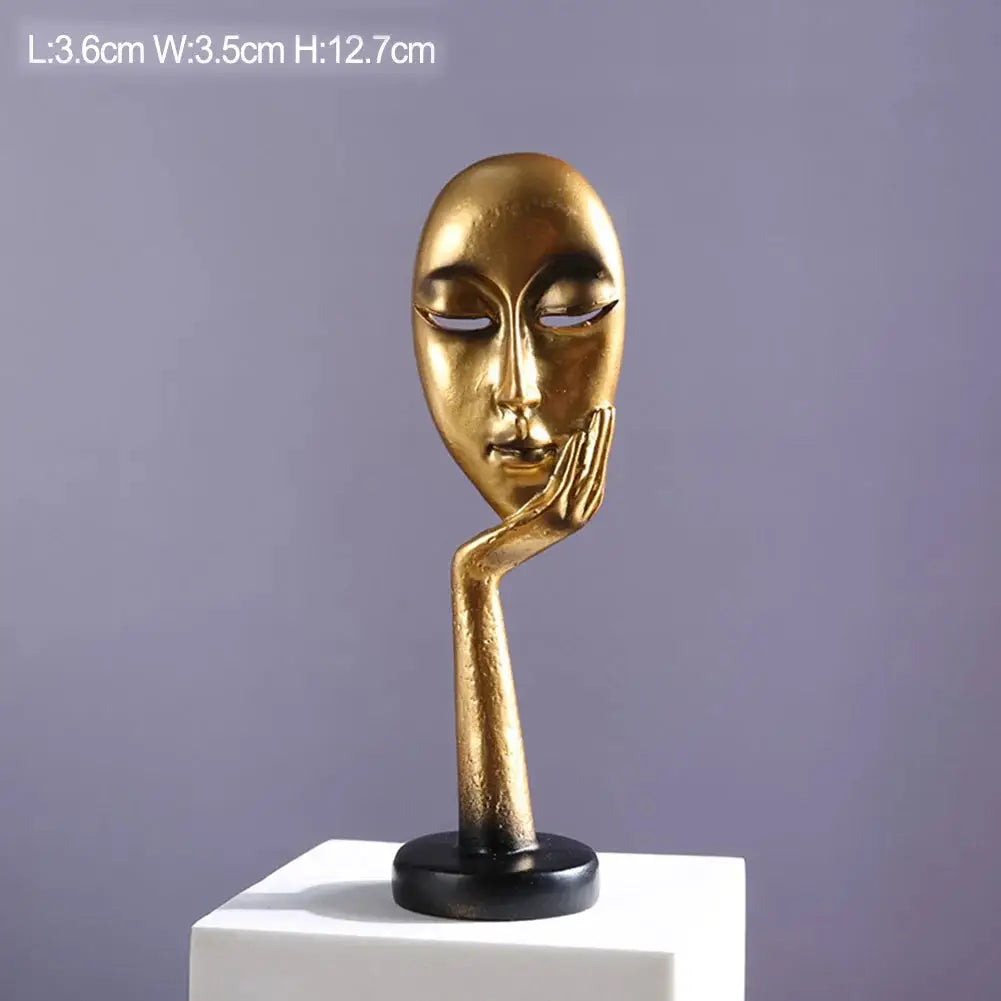 Exquisite resin face art statue for modern home decor and interior design.