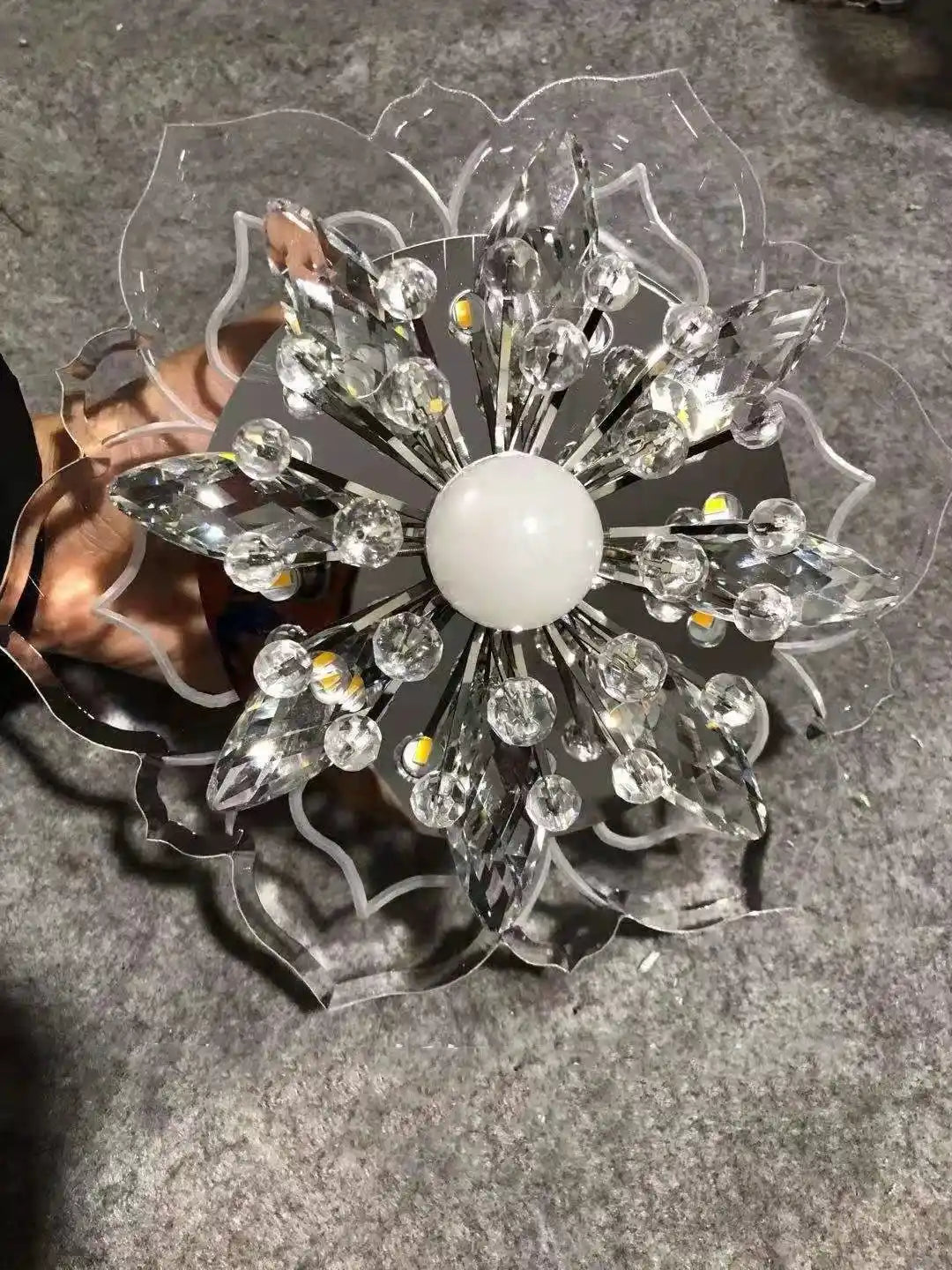 Creative crystal flower LED ceiling light for modern home lighting decor.