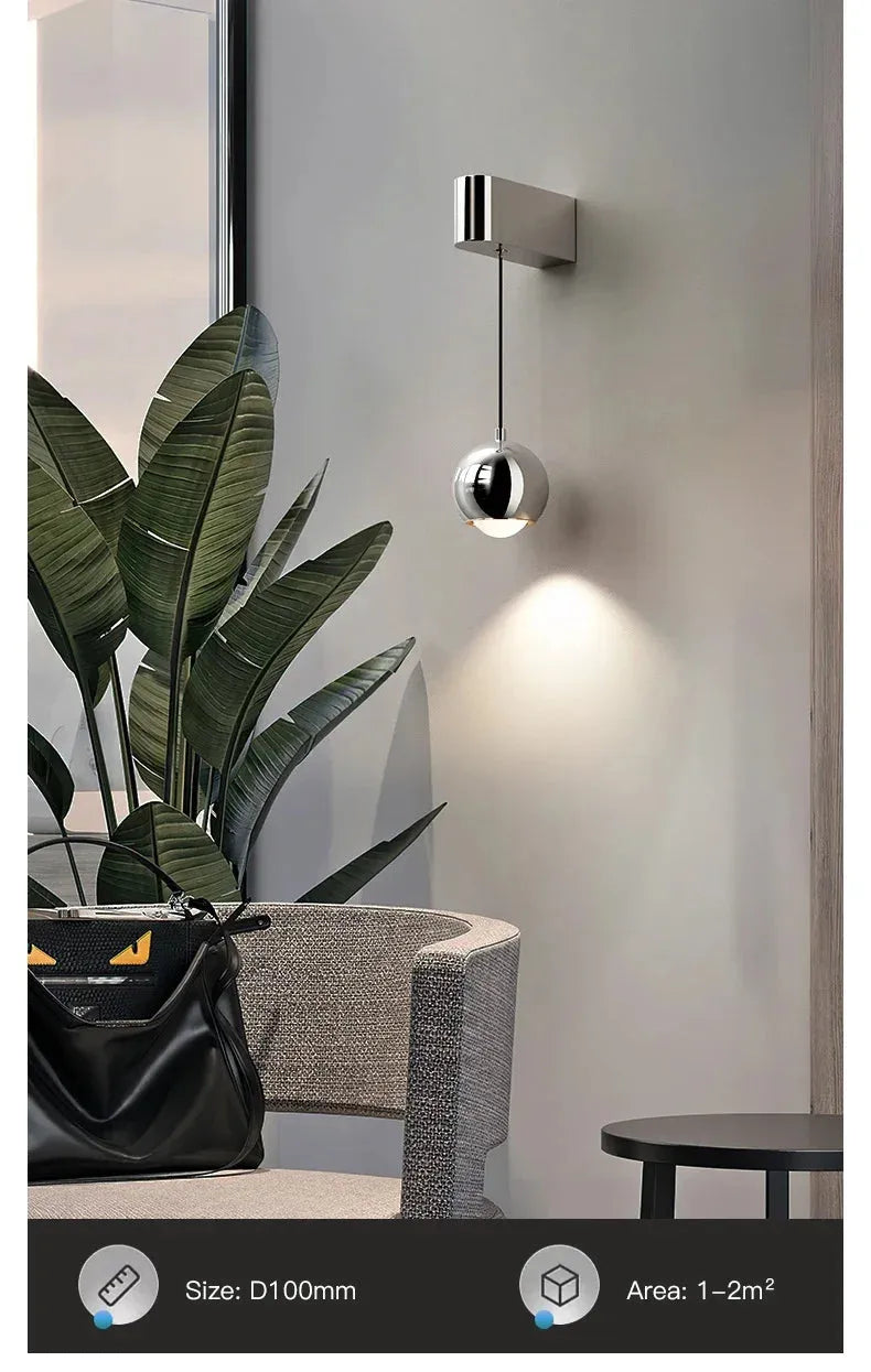 Modern adjustable LED bedside wall lamp for bedroom lighting and decor.