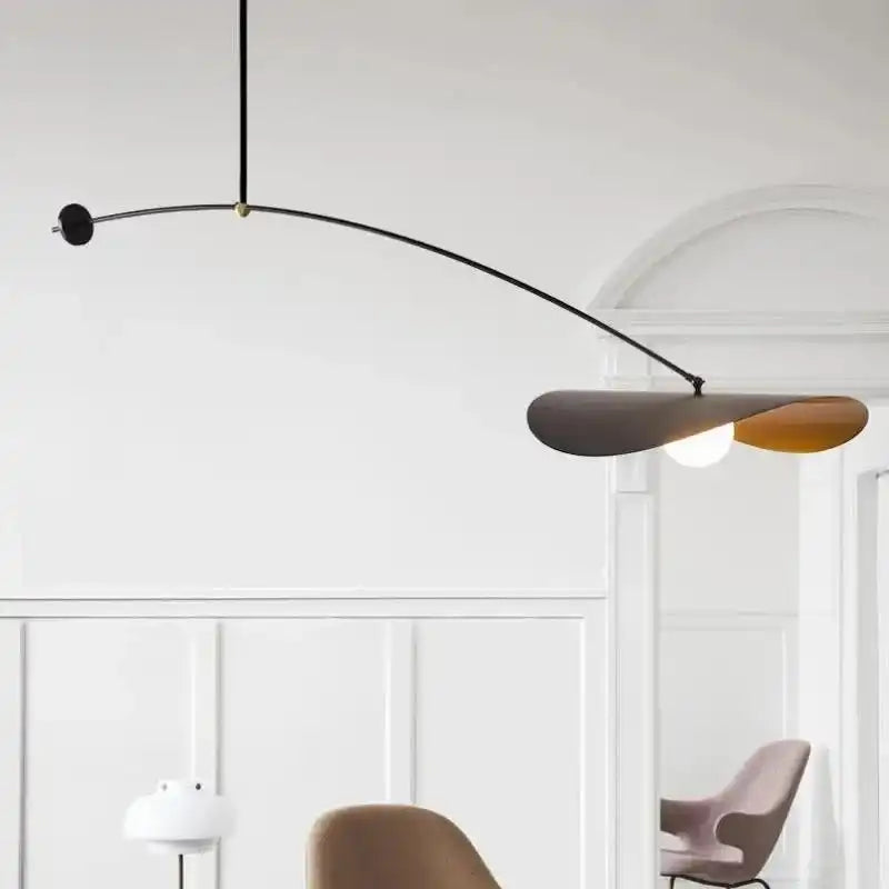 Modern minimalist LED pendant light for home interior lighting and ceiling decor.