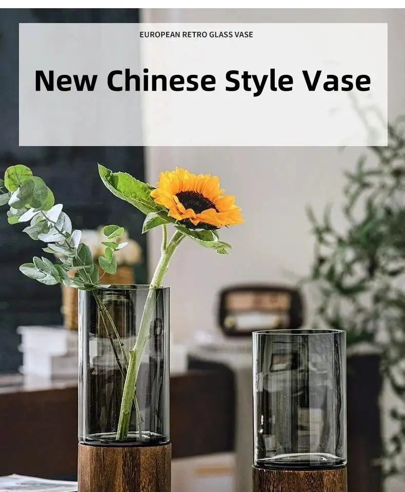 Light luxury retro glass vase for home decor and flower arrangements