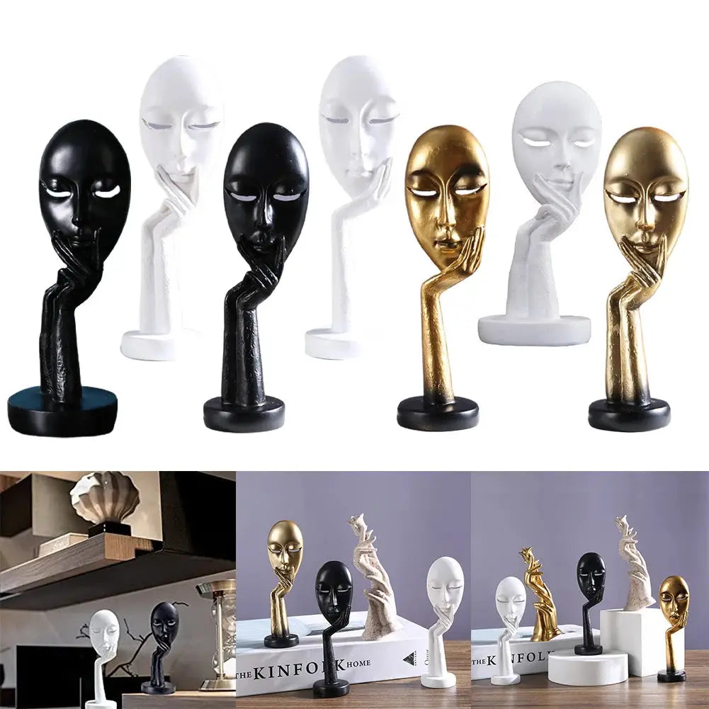 Exquisite resin face art statue for modern home decor and interior design.