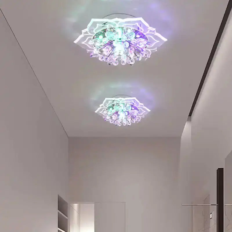 Creative crystal flower LED ceiling light for modern home lighting decor.