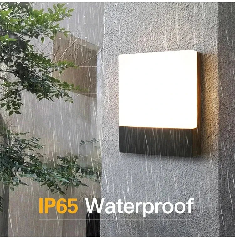 Minimalist ultra-bright outdoor waterproof wall lamp for garden and exterior lighting.