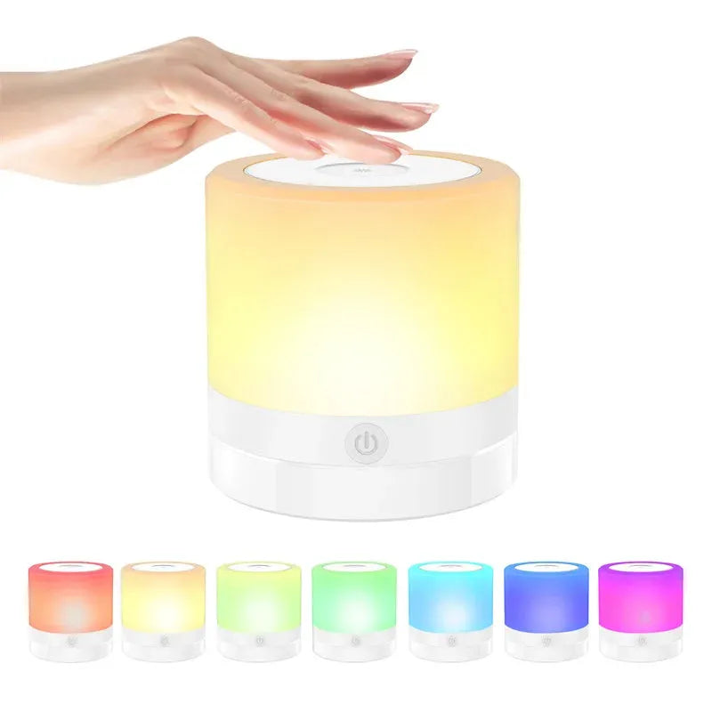 Touch sensor USB LED night light for bedroom and bedside lighting.