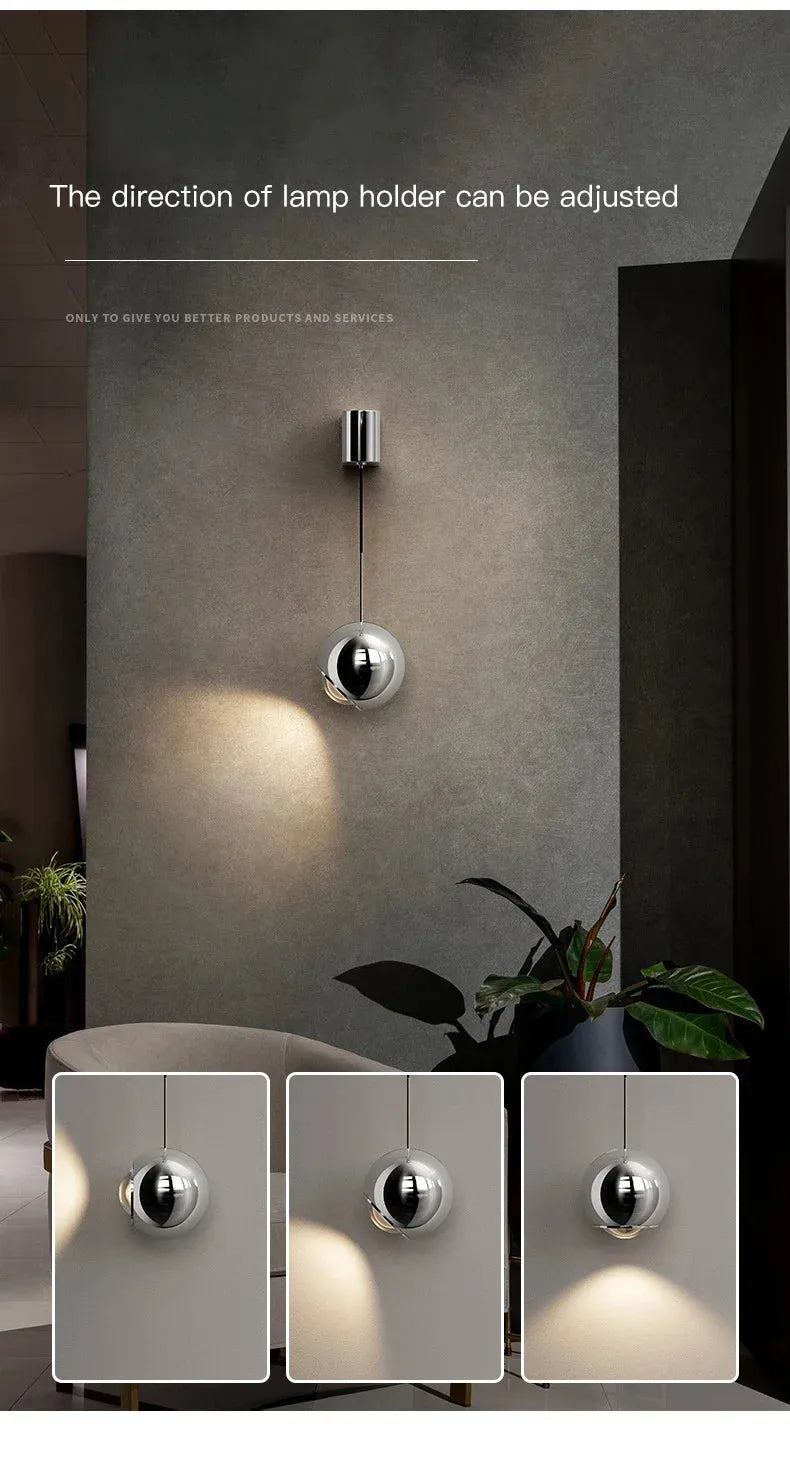 Modern adjustable LED bedside wall lamp for bedroom lighting and decor.