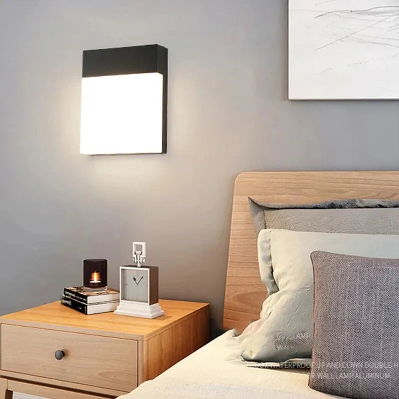 Minimalist ultra-bright outdoor waterproof wall lamp for garden and exterior lighting.