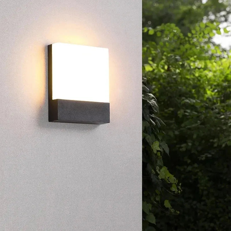 Minimalist ultra-bright outdoor waterproof wall lamp for garden and exterior lighting.