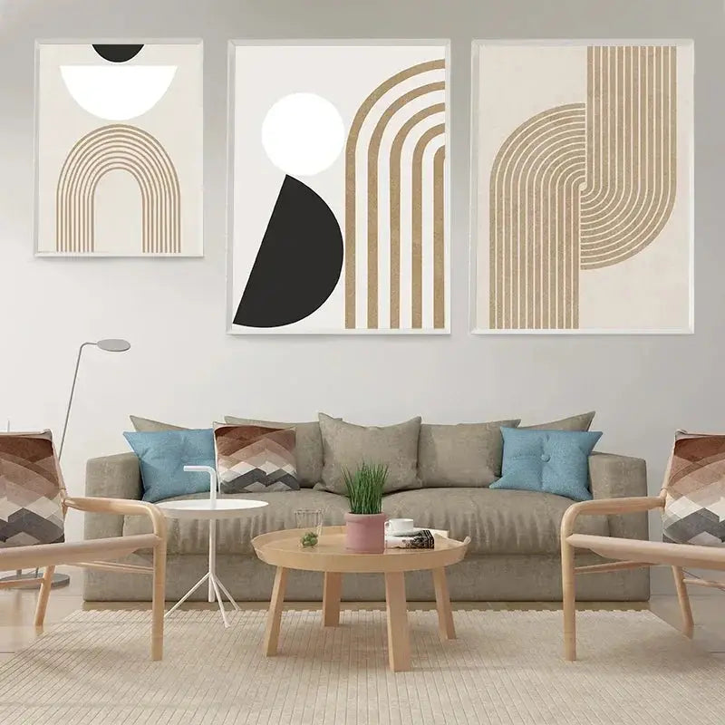 Minimalist abstract line wall art canvas for modern home decor.