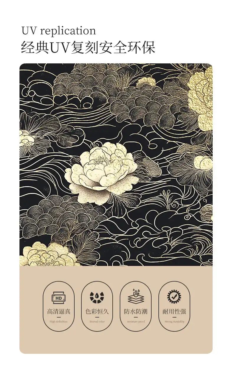 Antique peony tabletop screen for elegant home and office decor.