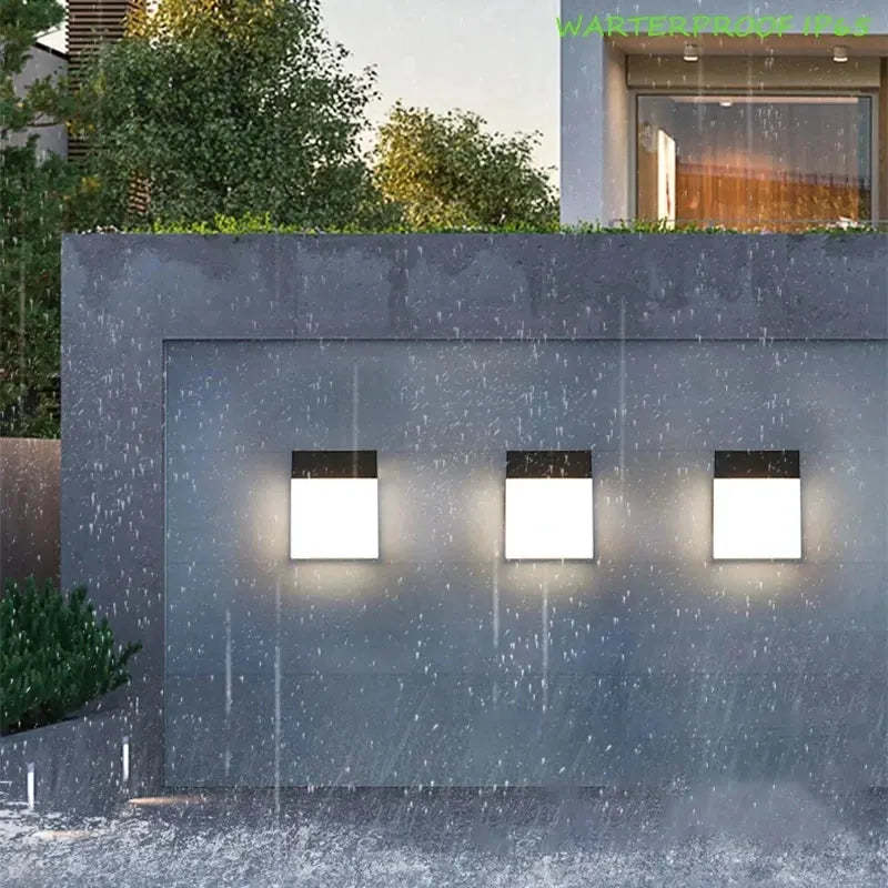Minimalist ultra-bright outdoor waterproof wall lamp for garden and exterior lighting.