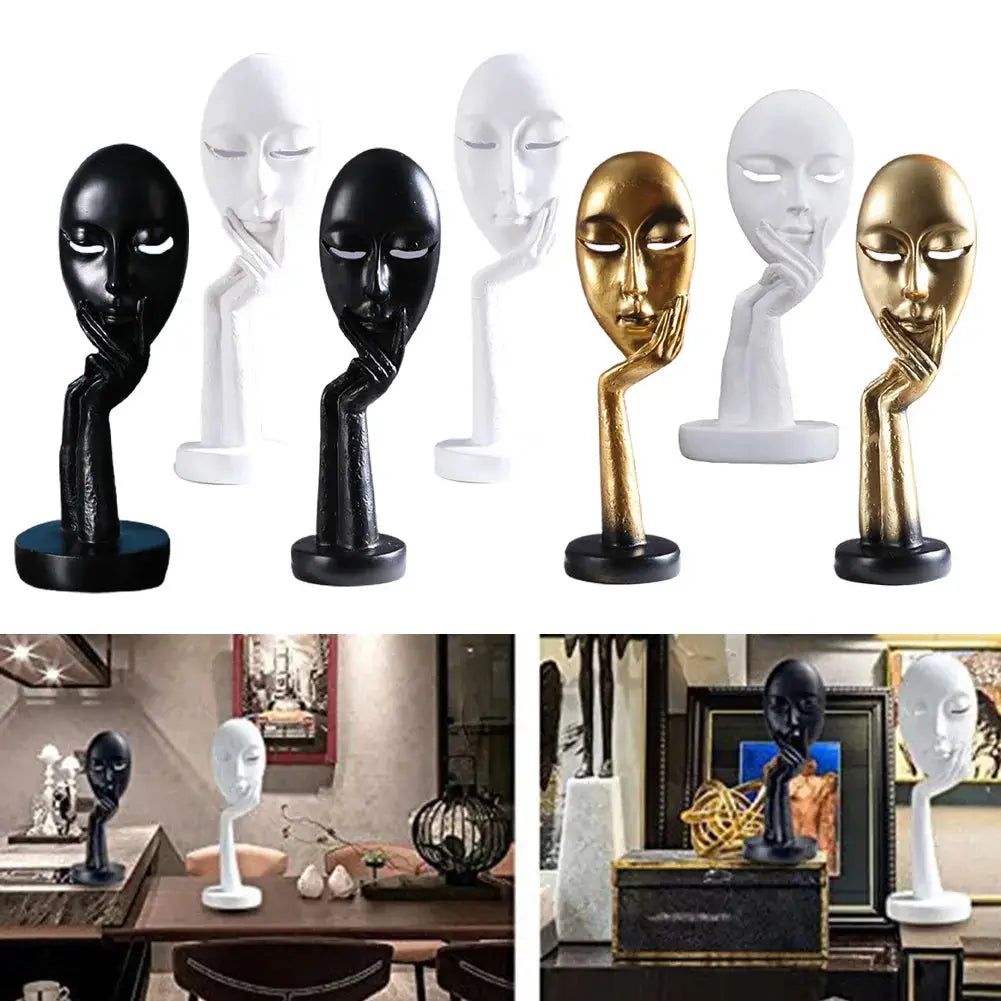 Exquisite resin face art statue for modern home decor and interior design.