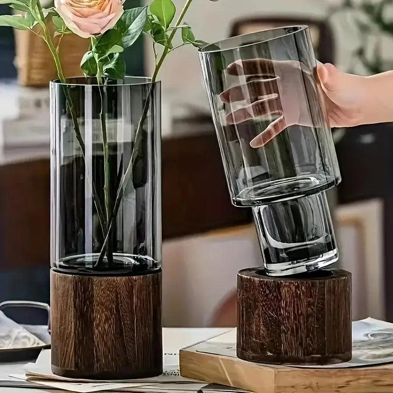 Light luxury retro glass vase for home decor and flower arrangements
