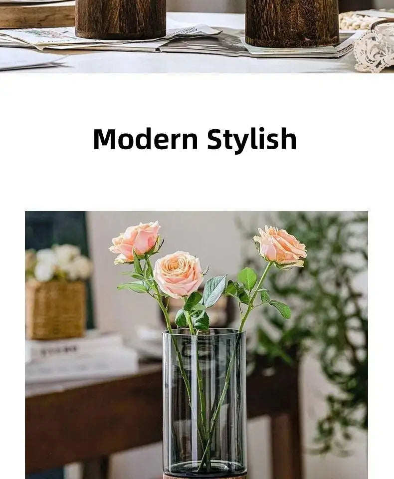 Light luxury retro glass vase for home decor and flower arrangements