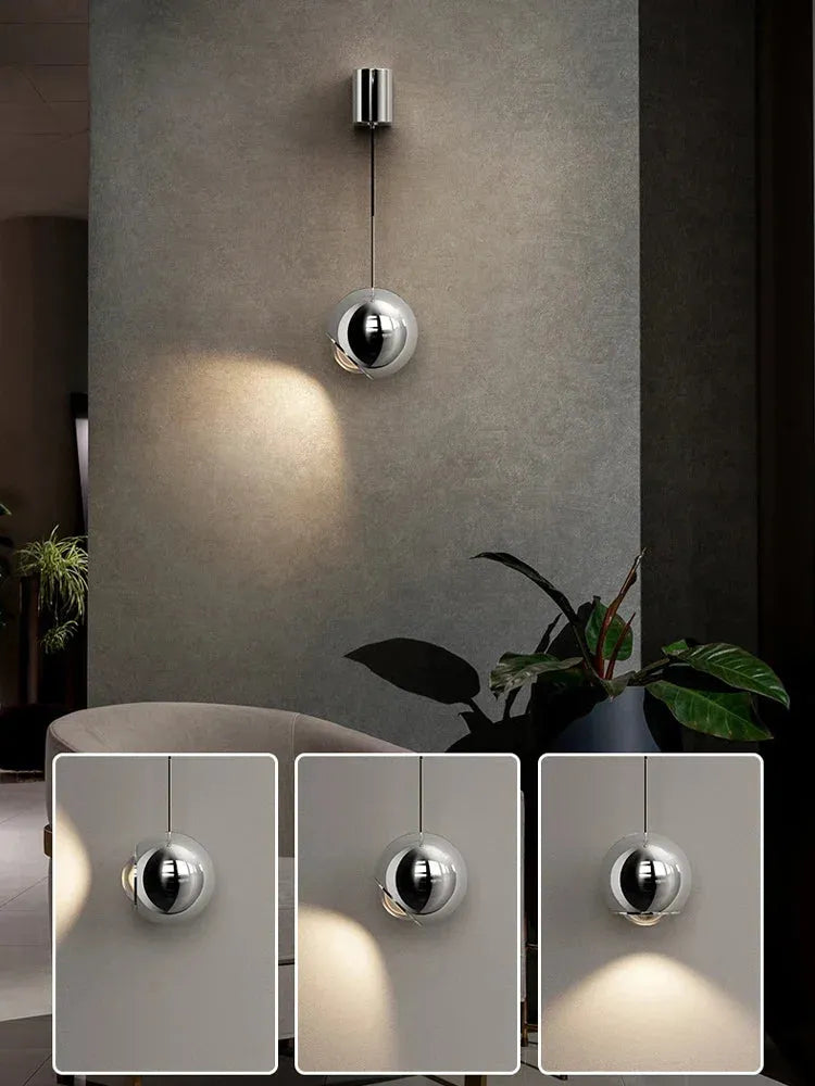 Modern adjustable LED bedside wall lamp for bedroom lighting and decor.