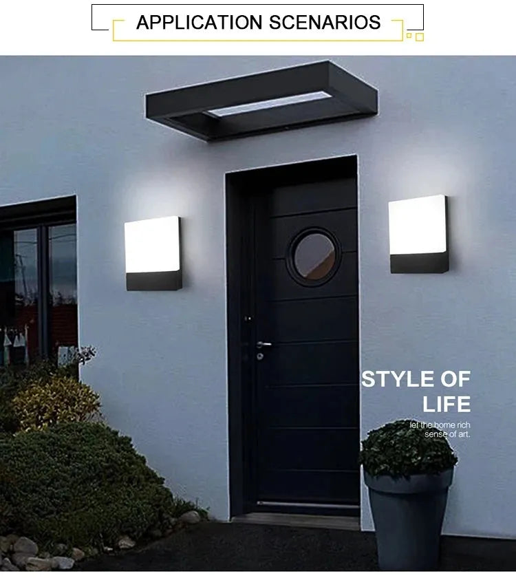 Minimalist ultra-bright outdoor waterproof wall lamp for garden and exterior lighting.
