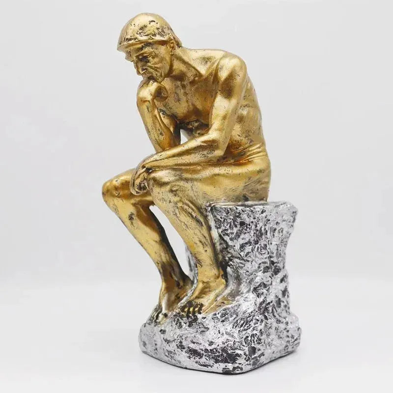 Nordic thinker abstract Greek human statue for modern home and office decor.