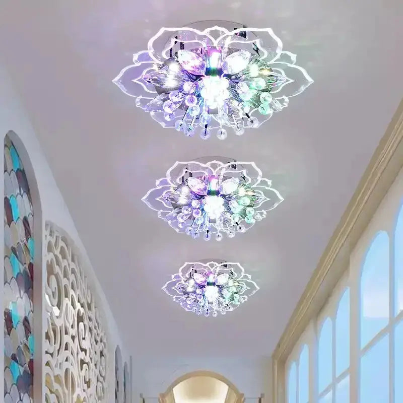 Creative crystal flower LED ceiling light for modern home lighting decor.