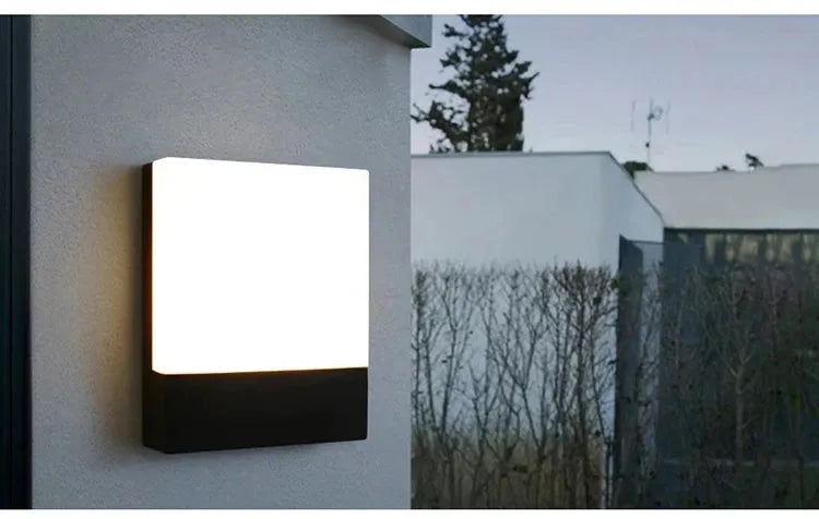 Minimalist ultra-bright outdoor waterproof wall lamp for garden and exterior lighting.