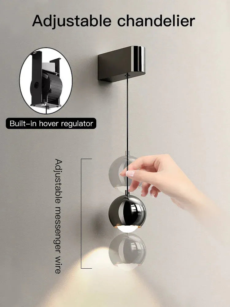 Modern adjustable LED bedside wall lamp for bedroom lighting and decor.