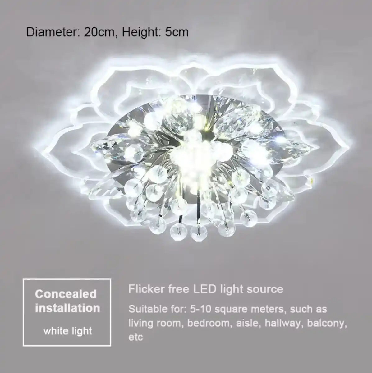 Creative crystal flower LED ceiling light for modern home lighting decor.