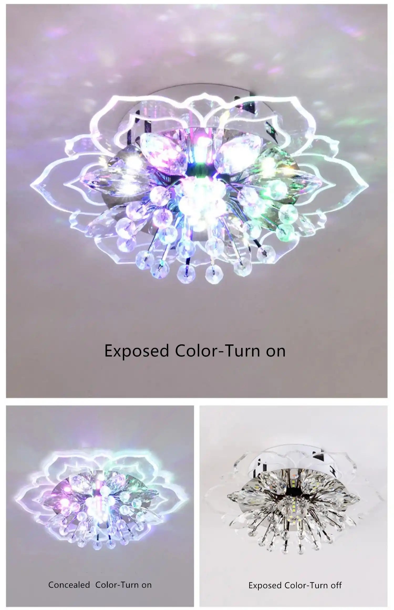 Creative crystal flower LED ceiling light for modern home lighting decor.