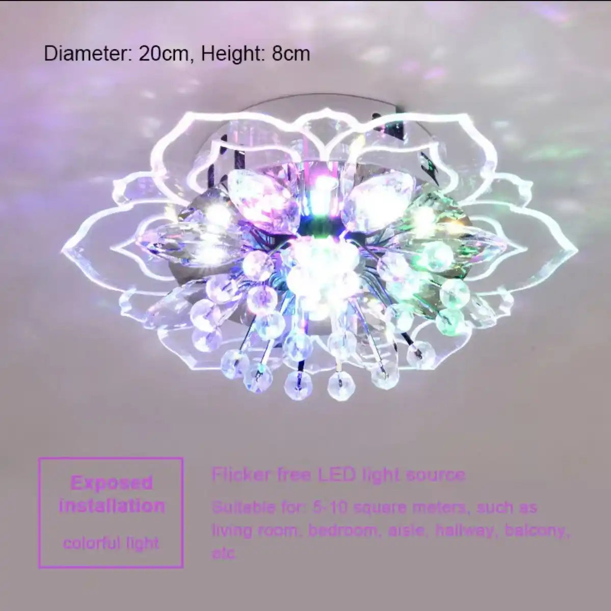 Creative crystal flower LED ceiling light for modern home lighting decor.