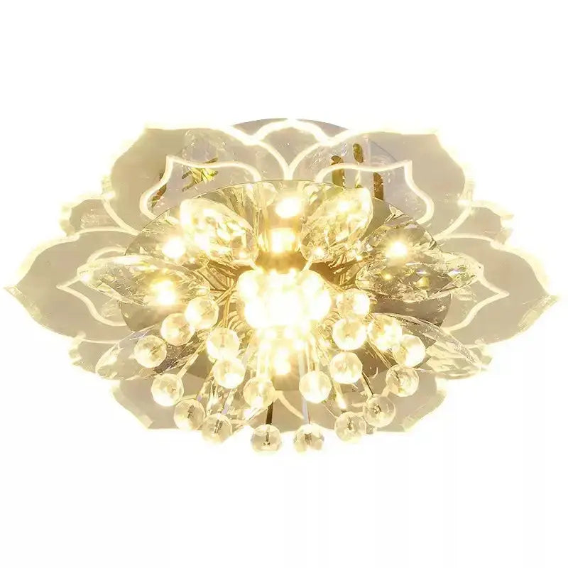 Creative crystal flower LED ceiling light for modern home lighting decor.