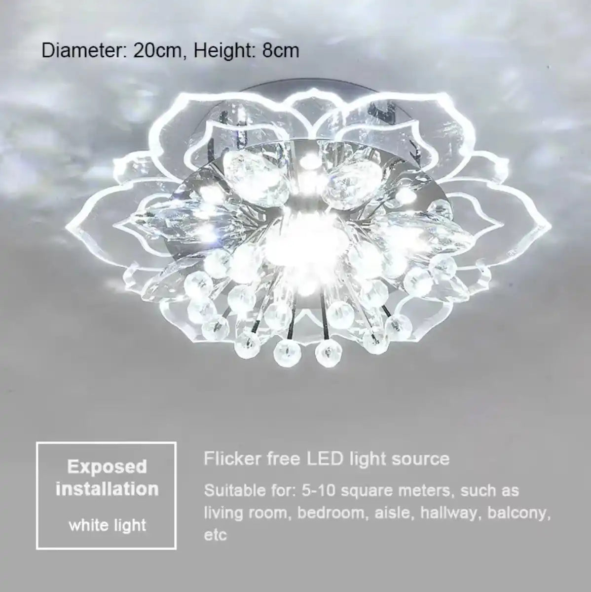 Creative crystal flower LED ceiling light for modern home lighting decor.