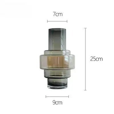 Gradient geometric glass vase for modern home decor and flower arrangements.